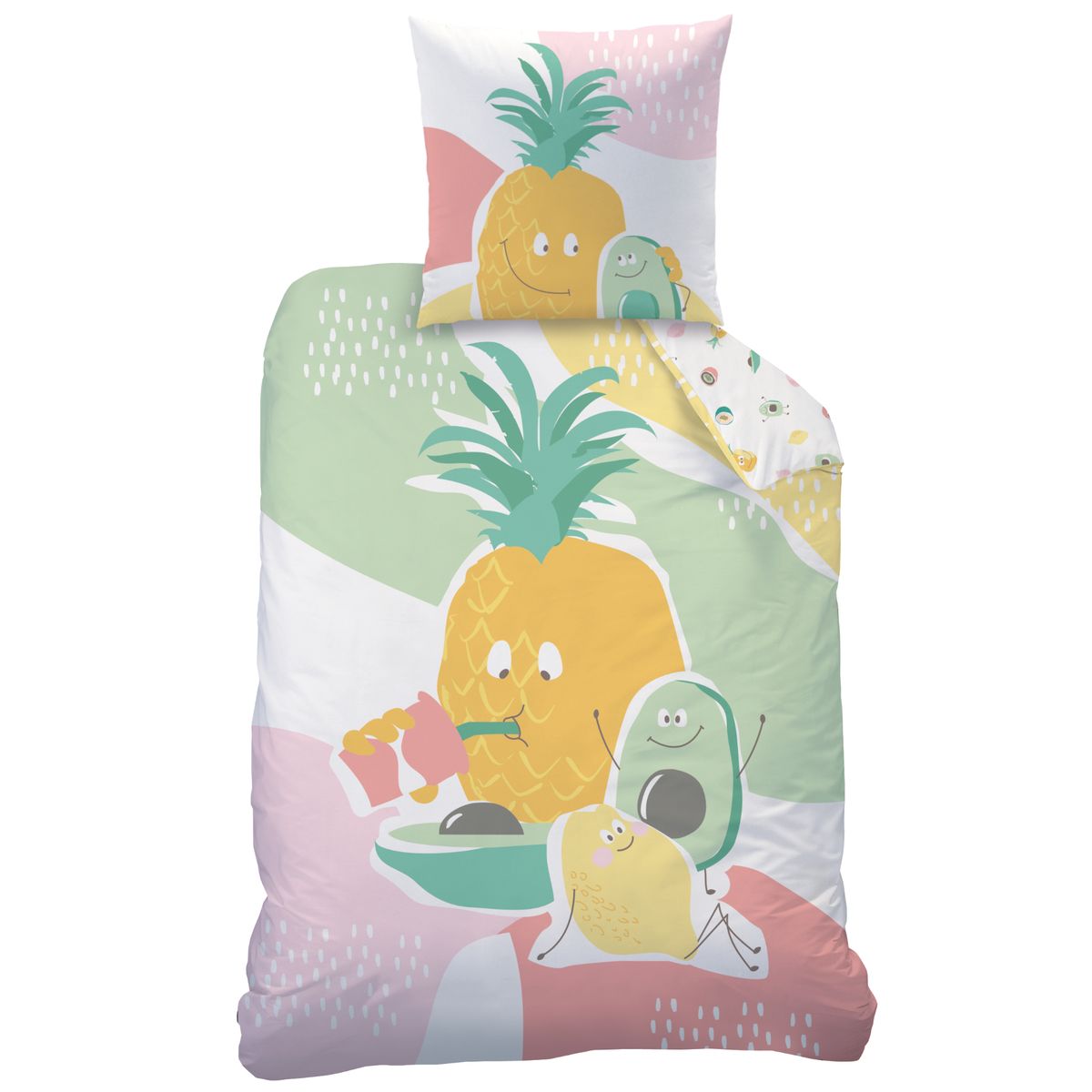 MATT /& ROSE Tutti Frutti Parure de lit Enfant 63X63 Cm Rose Coton 140X200 Cm